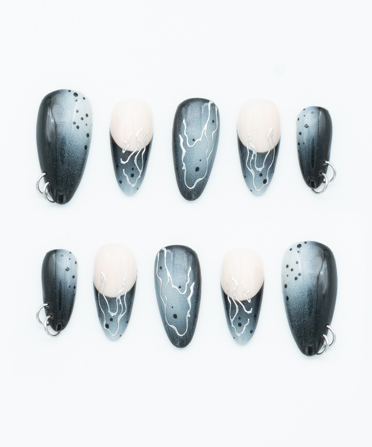 Steel Fade 2 Protez Jel Takma  Tırnak - El Yapımı  Kalıcı Oje 3D Nail Art Ombre - NC236