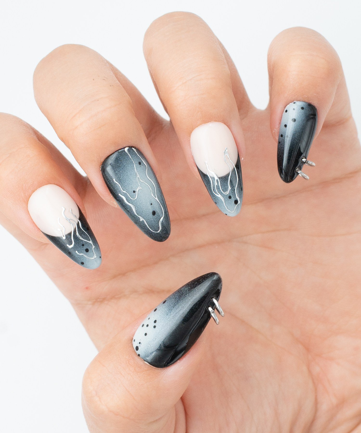 Steel Fade 2 Protez Jel Takma  Tırnak - El Yapımı  Kalıcı Oje 3D Nail Art Ombre - NC236