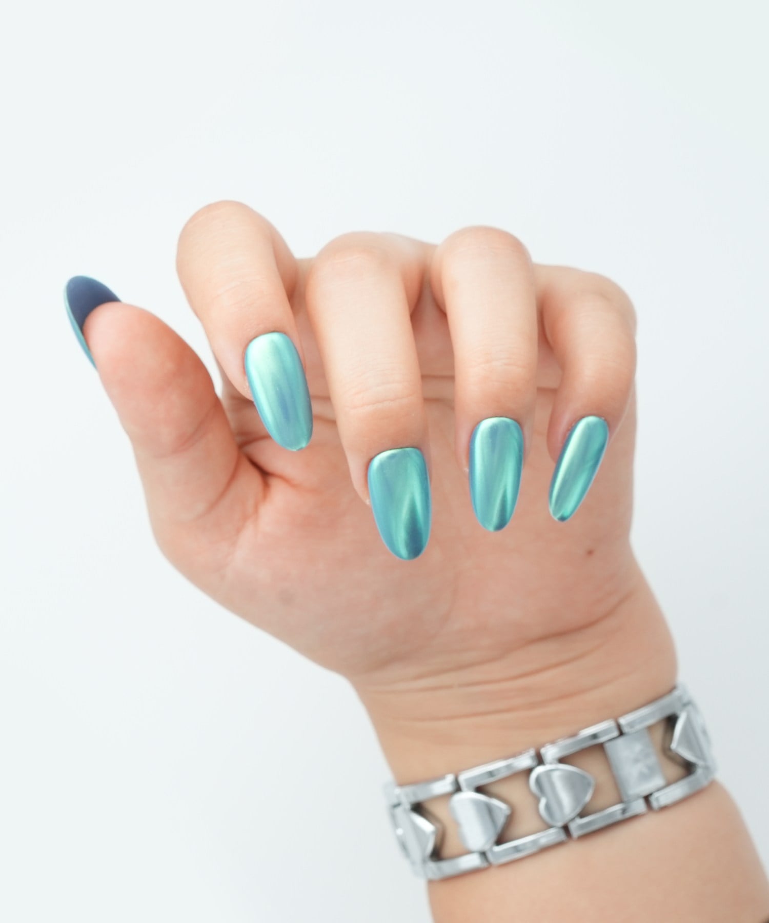 Tamga Blue - El Yapımı Tekrar Kullanılabilir Protez Takma Tırnak - Cat Eye - NC266