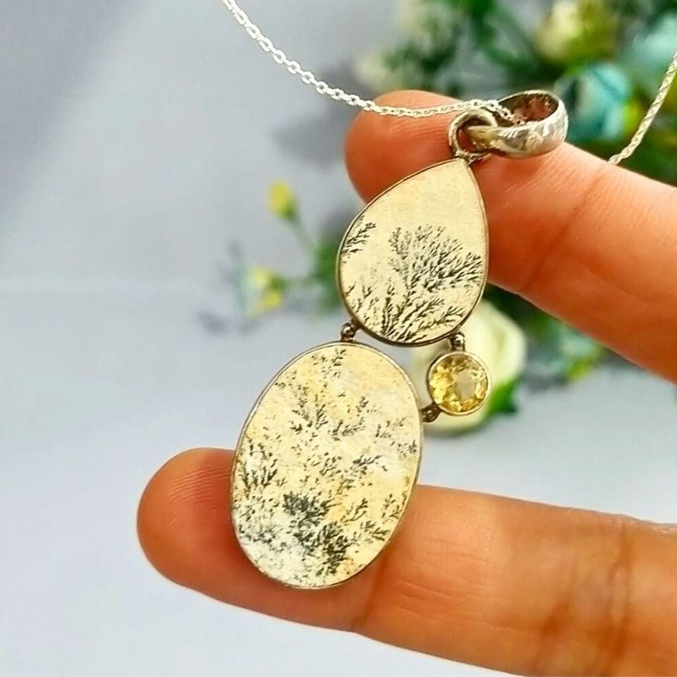 Dendritli Psilomelan Taşı Kolye - TSR1220