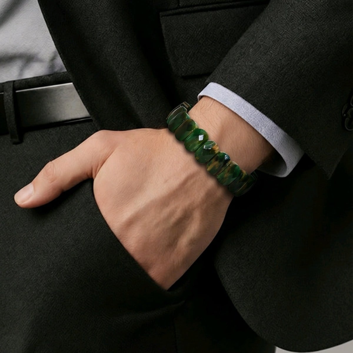 Diopsit Doğal Taş Rolex Modeli Bileklik – BLK1007