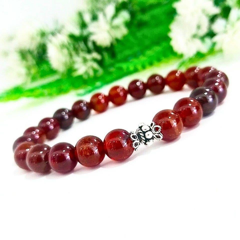 Hessonit Garnet 8mm Doğal Taş Bileklik