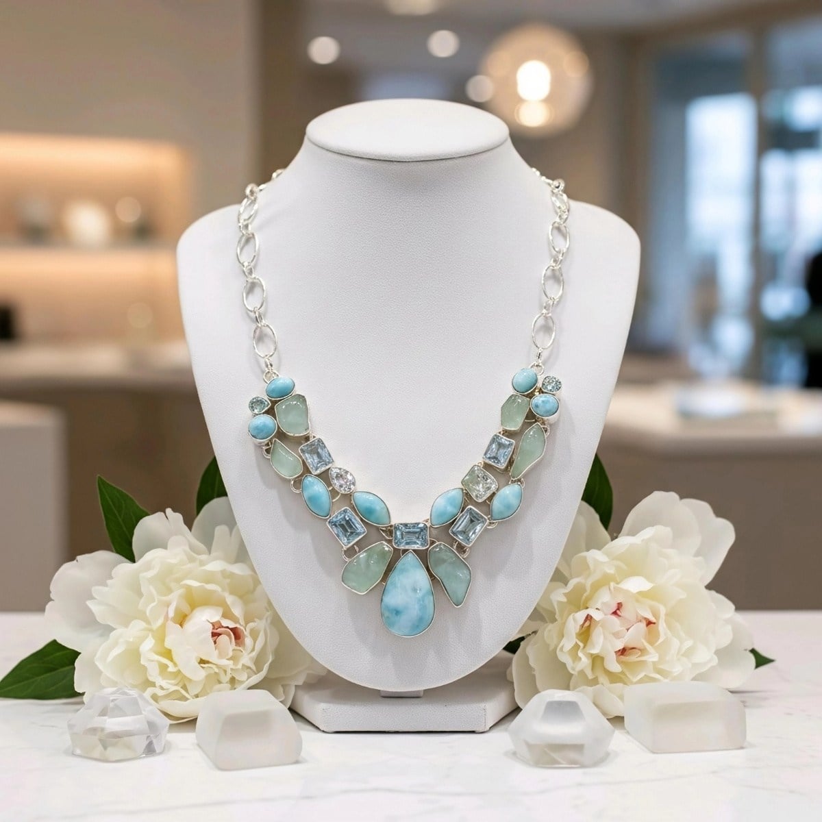 Larimar Taşı Özel Tasarım Gerdanlık – TSR1420