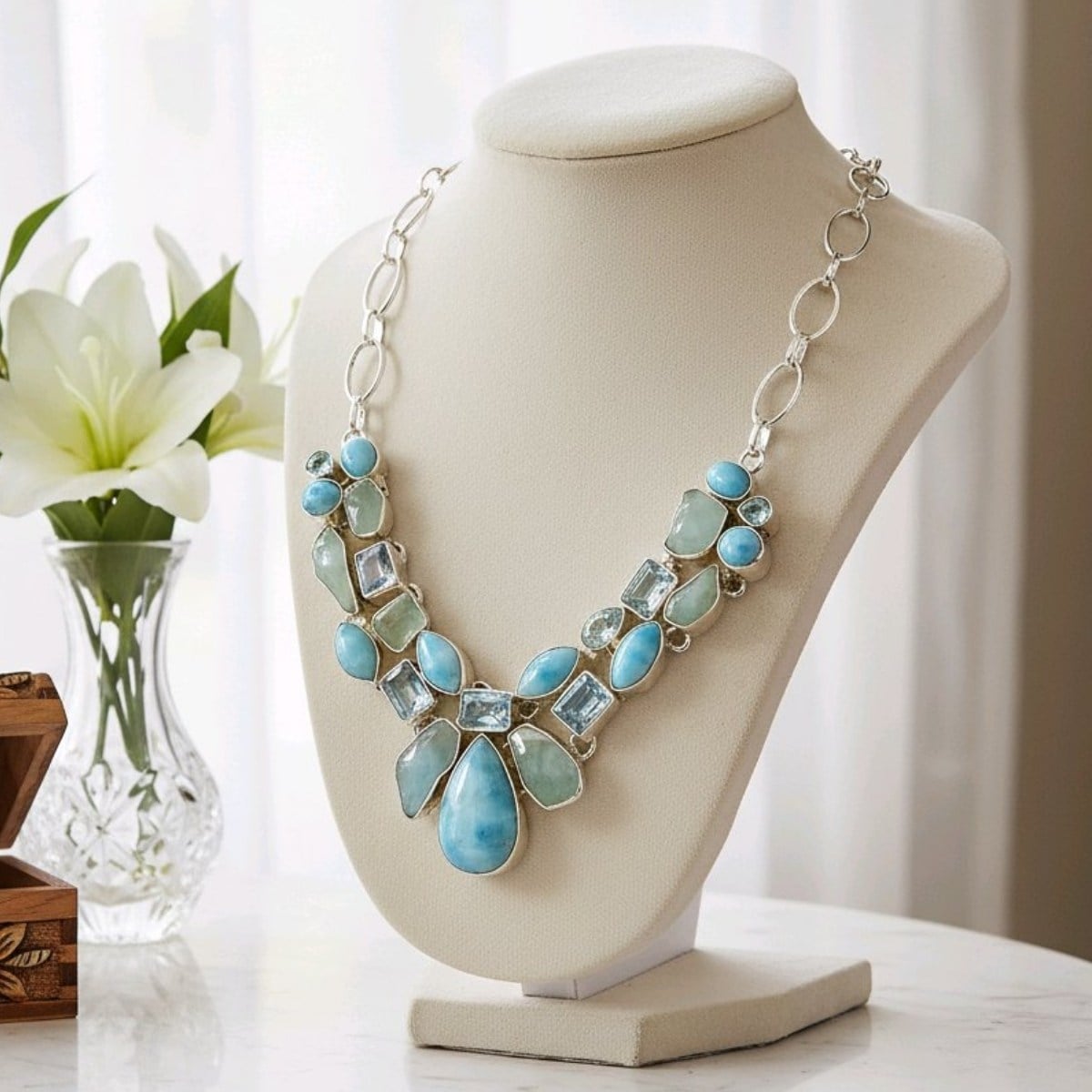 Larimar Taşı Özel Tasarım Gerdanlık – TSR1420