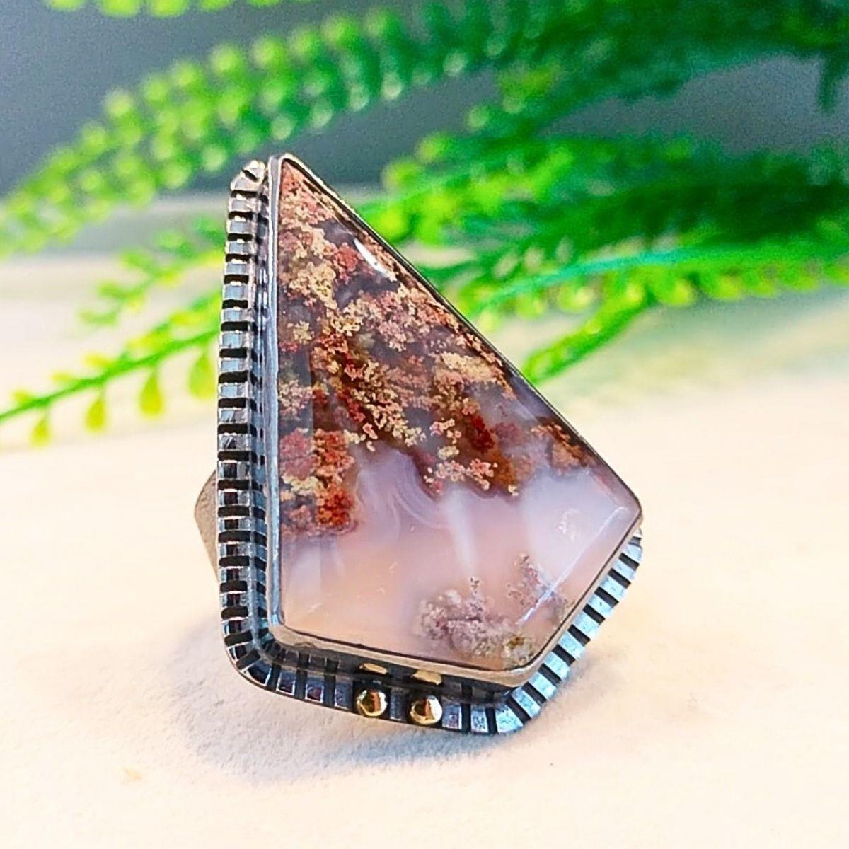 Moss Agate Özel Tasarım Yüzük