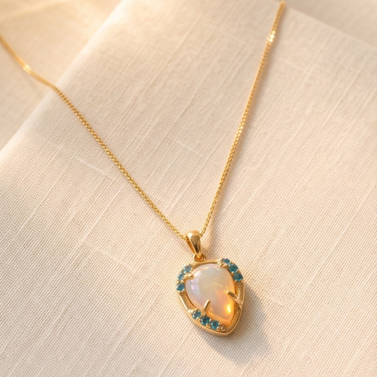 Opal ve Blue Topaz Özel Tasarım Kolye – TSR1483