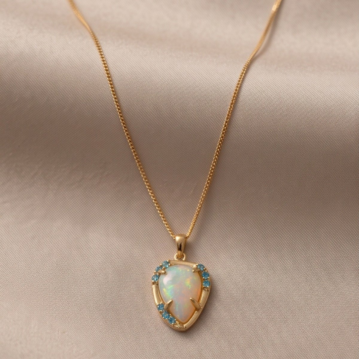 Opal ve Blue Topaz Özel Tasarım Kolye – TSR1483