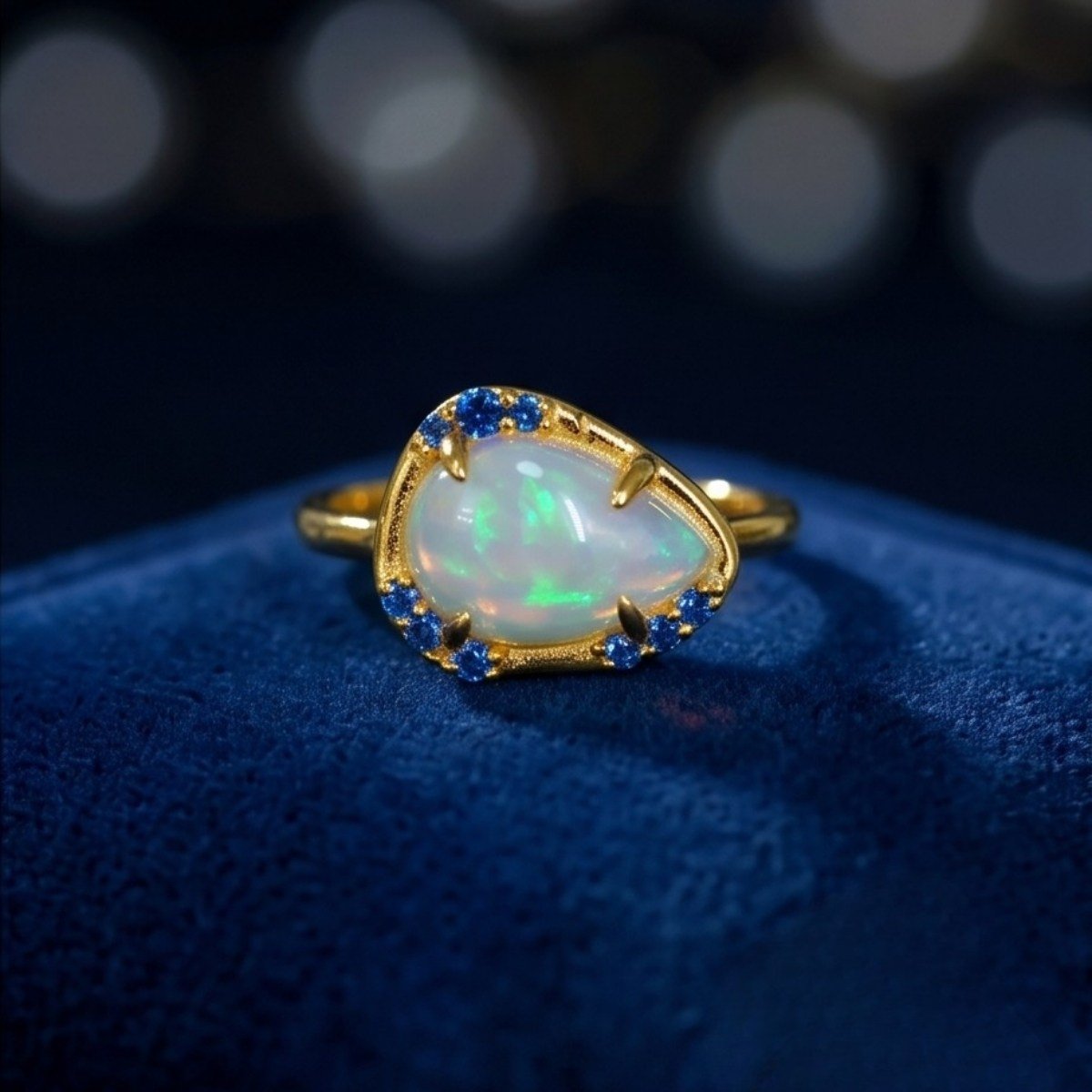 Opal ve Blue Topaz Özel Tasarım Yüzük – OTS1281