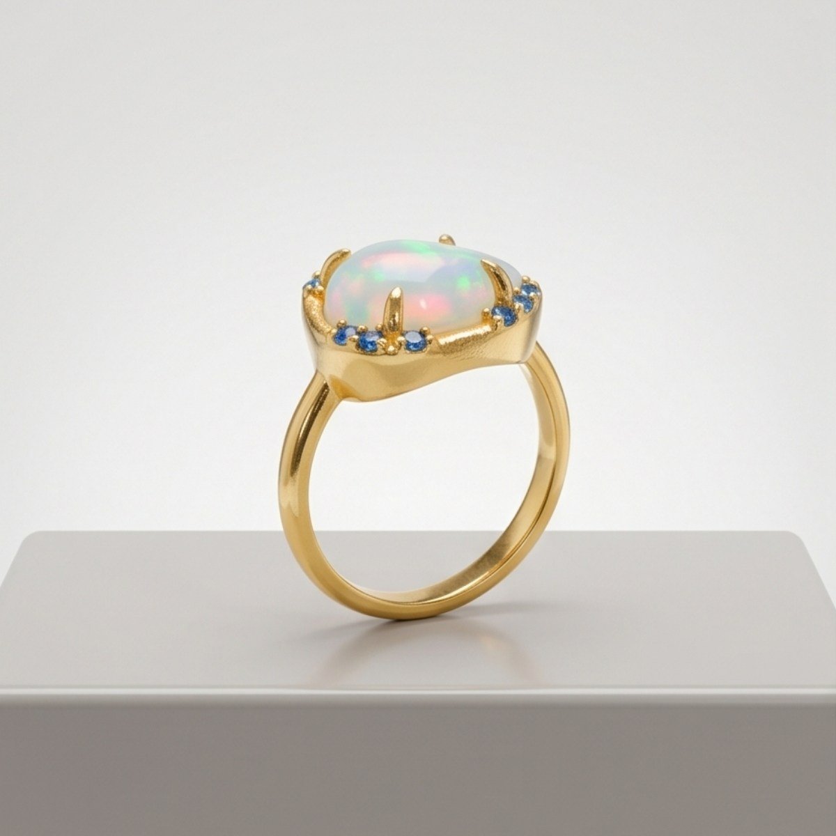 Opal ve Blue Topaz Özel Tasarım Yüzük – OTS1281