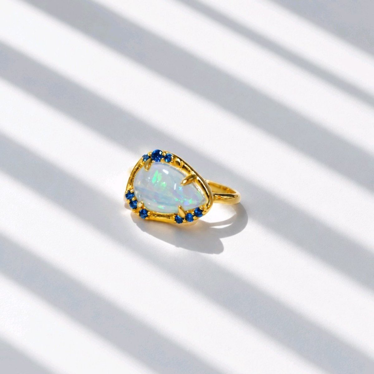 Opal ve Blue Topaz Özel Tasarım Yüzük – OTS1281
