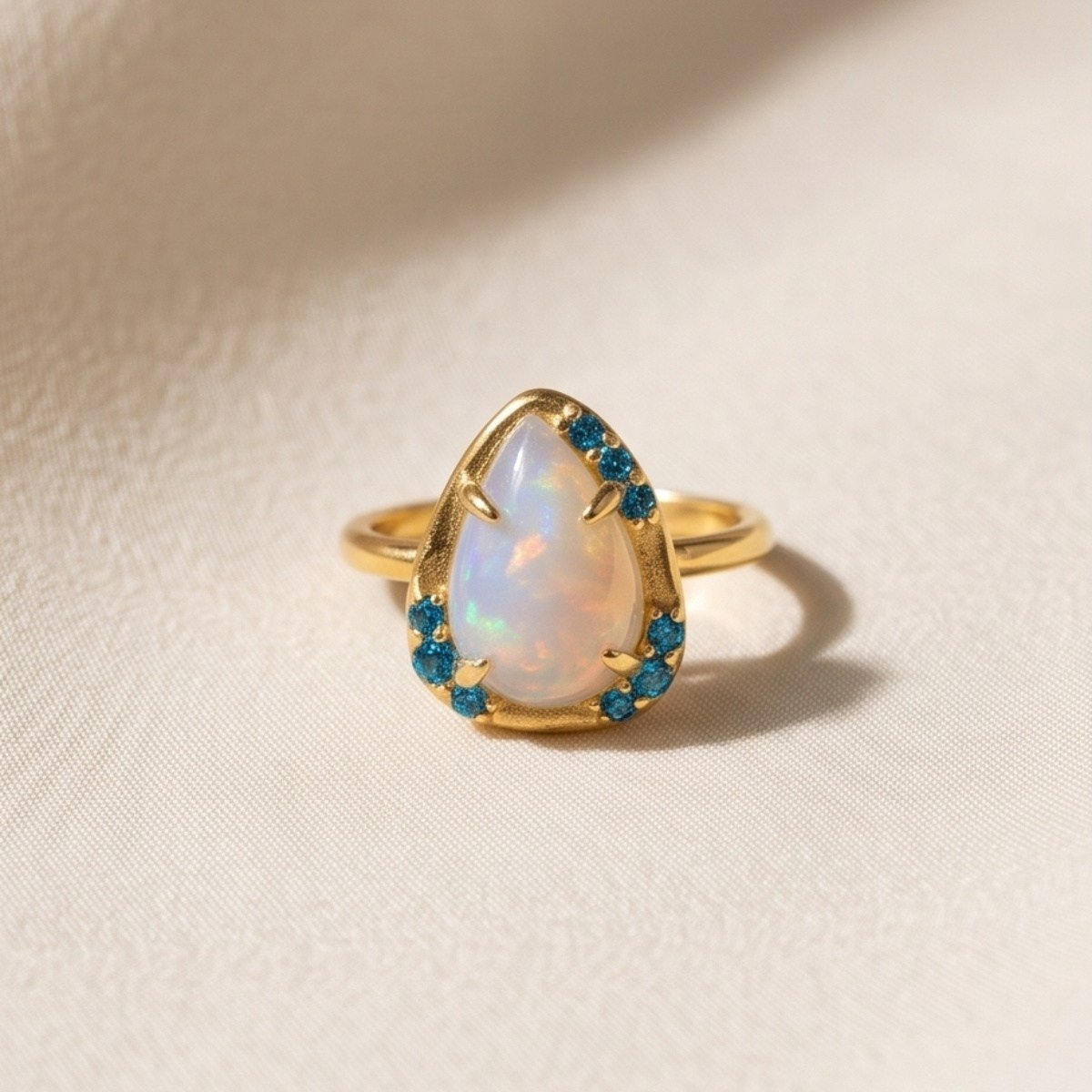 Opal ve Blue Topaz Özel Tasarım Yüzük – OTS1281