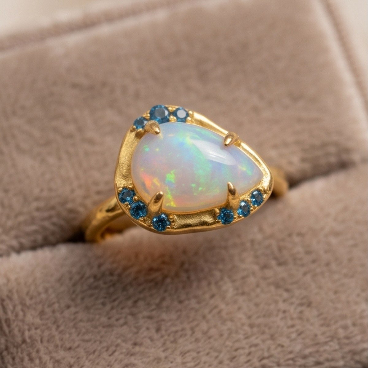 Opal ve Blue Topaz Özel Tasarım Yüzük – OTS1281