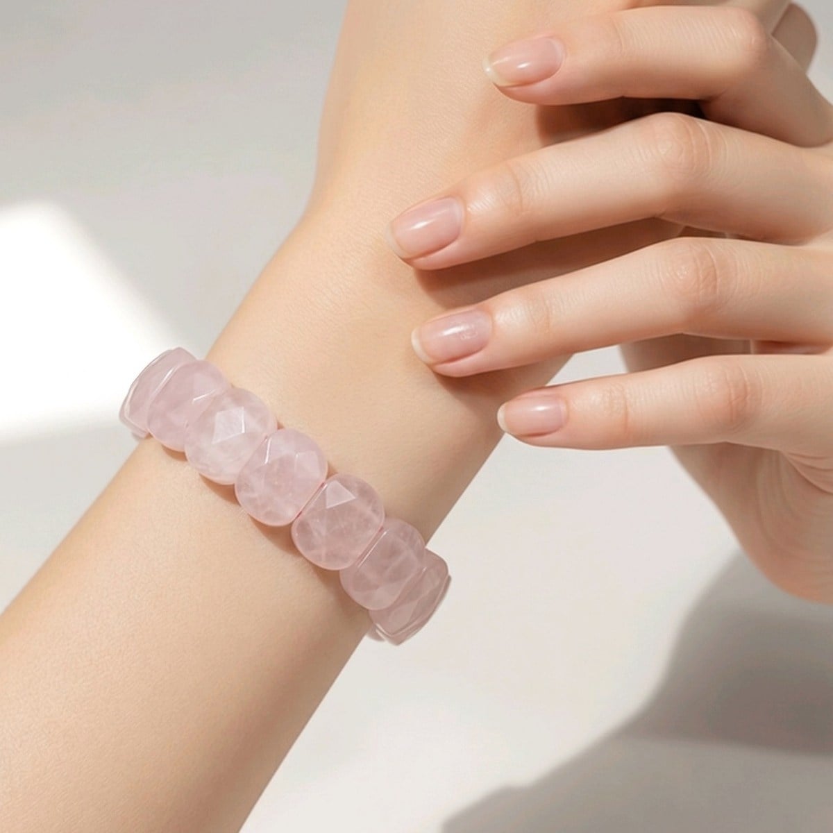 Pembe Kuvars Doğal Taş Bileklik – BLK1015