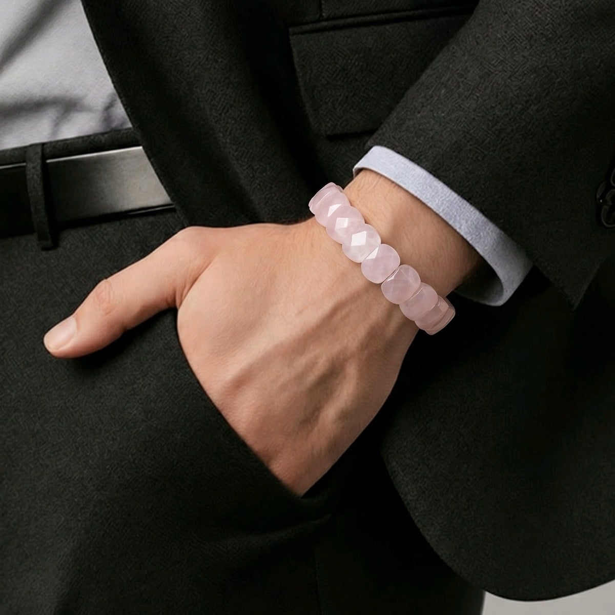 Pembe Kuvars Doğal Taş Bileklik – BLK1015