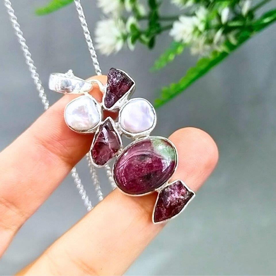 Rubyzoisit Taşı Özel Tasarım Kolye