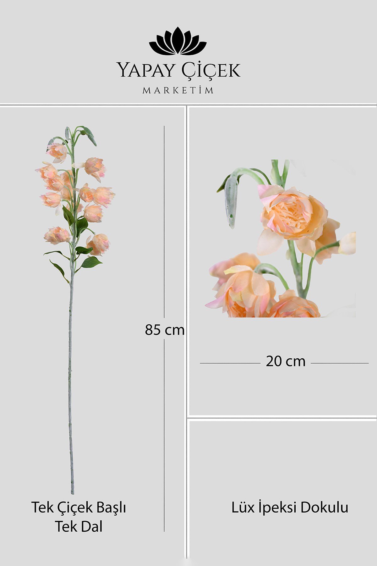 Somon Yapay  Çan Çiçeği  Tek Dal Lüx İpeksi Dokulu  85 cm