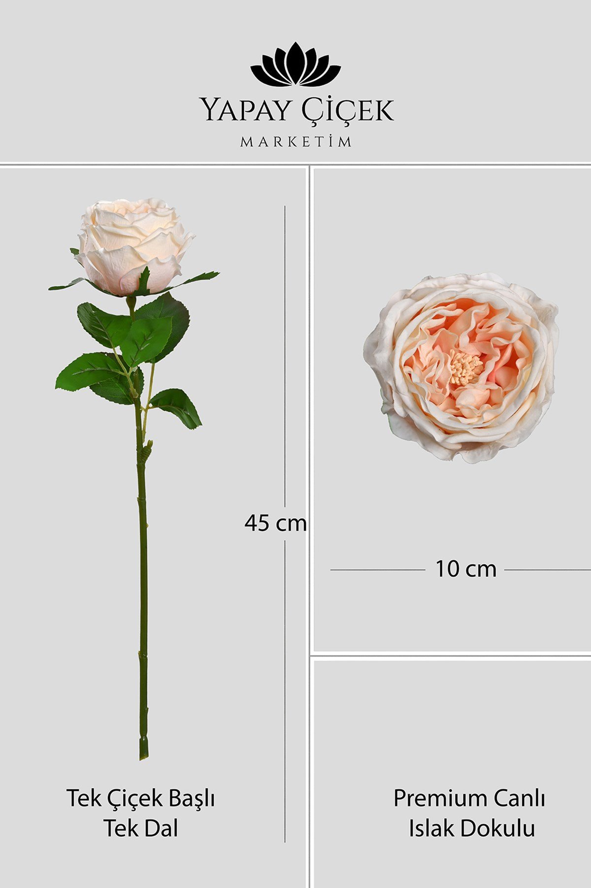 Somon Yapay Lüx Şakayık Tek Dal Premium Canlı  Islak Gerçek Dokulu 45 cm