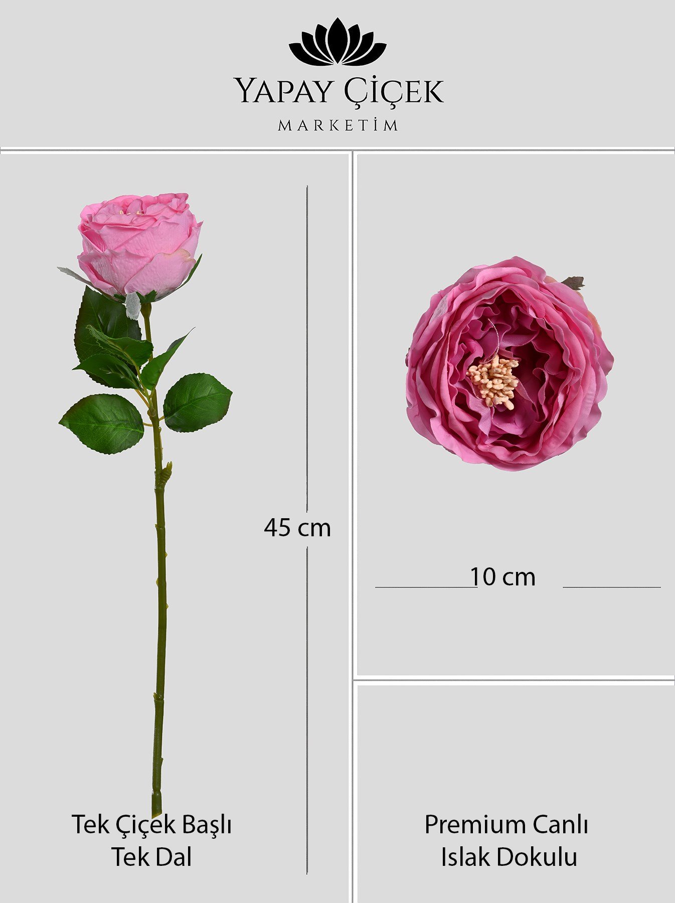 Yapay Açık Pembe Tek Dal Islak Şakayık