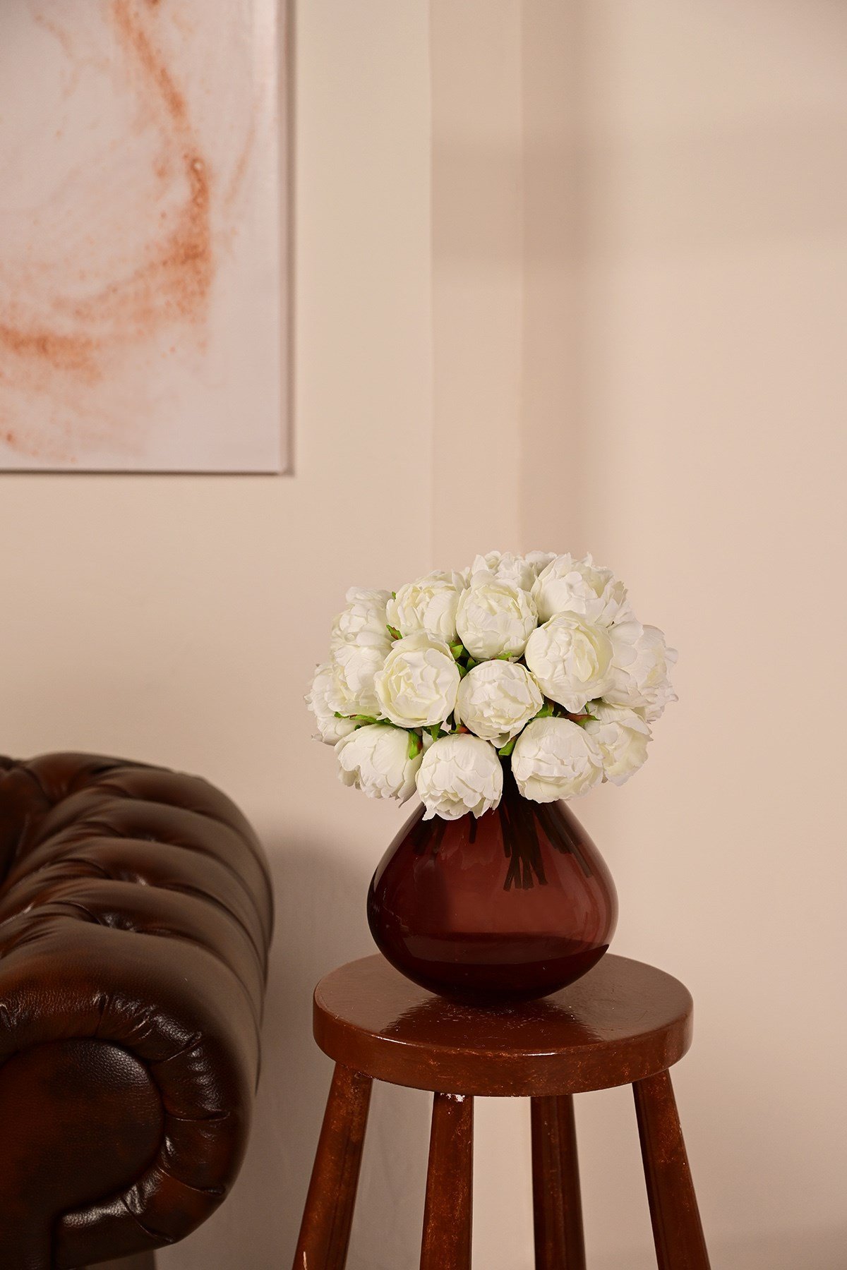 Yapay Beyaz Demet Peony Şakayık