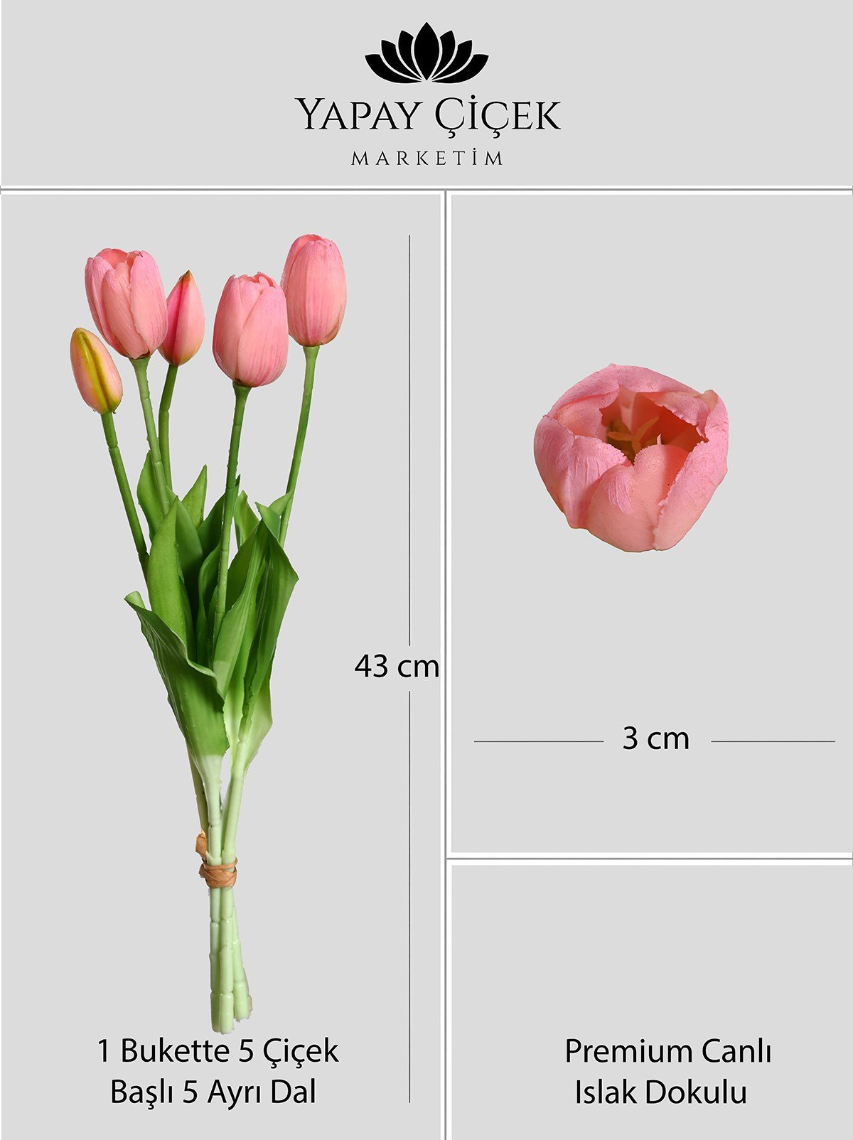 Yapay Pembe Beşli Lale
