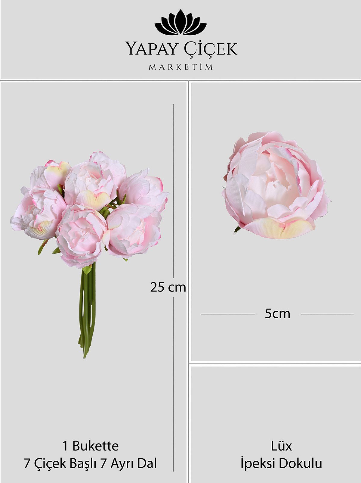 Yapay Pembe Demet Peony Şakayık