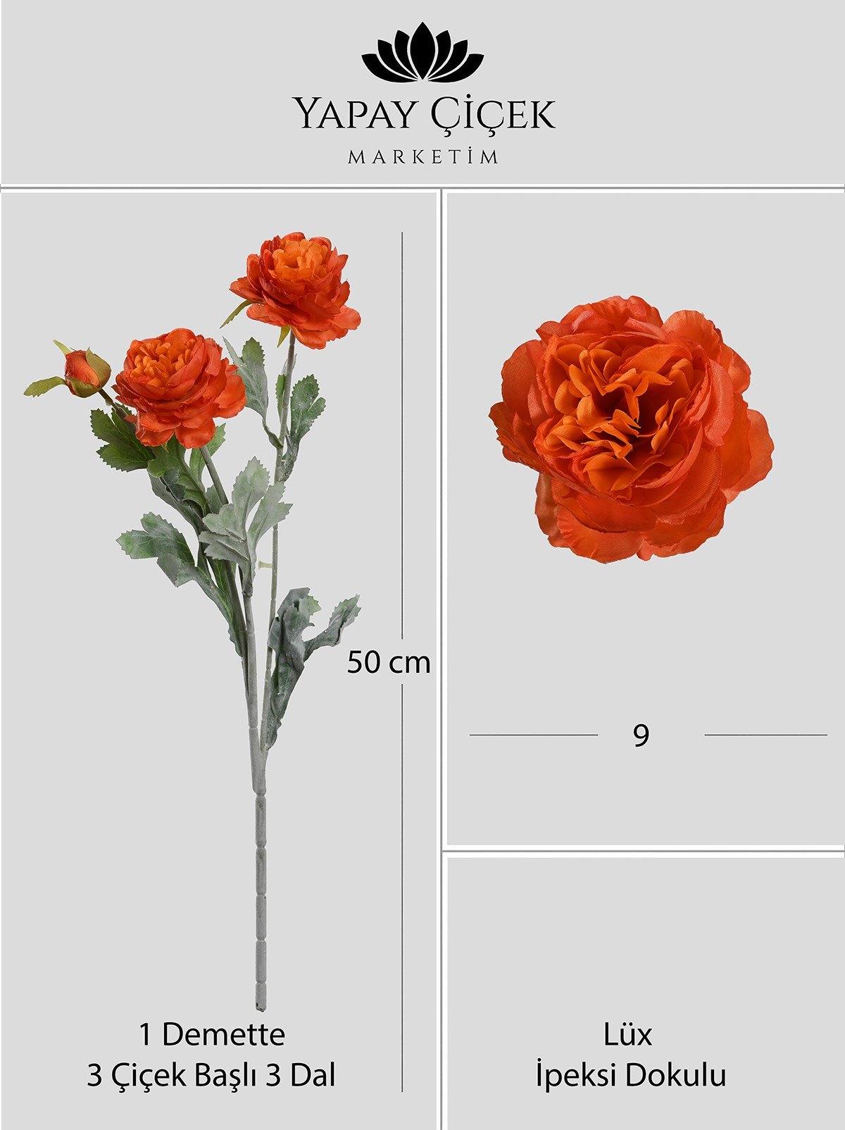 Yapay Turuncu Peony Şakayık