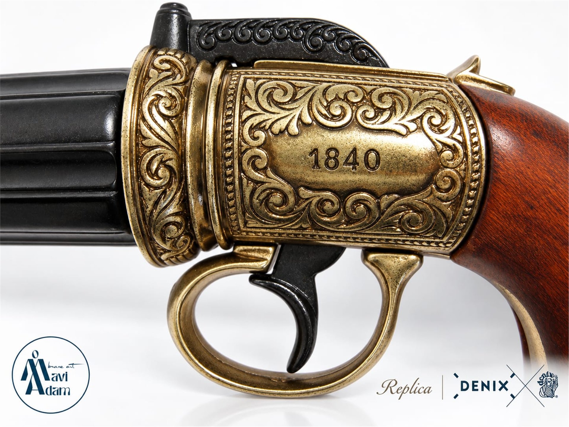 Denix 6 Barrels Pepper-box Revolver, England 1840 – 6 Namlulu Pepperbox Tabanca Replikası