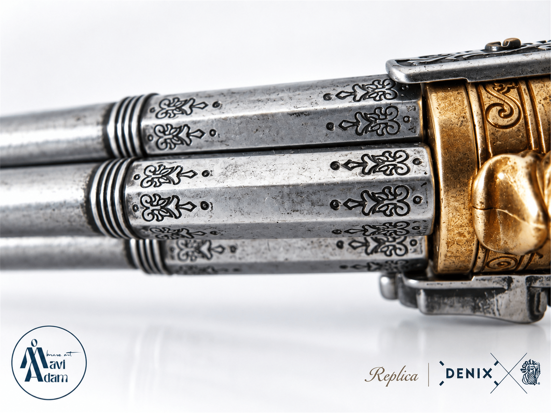 Denix Revolving 4 barrel Çakmaklı Tabanca – Fransa 18. yüzyıl | Dekoratif Replika