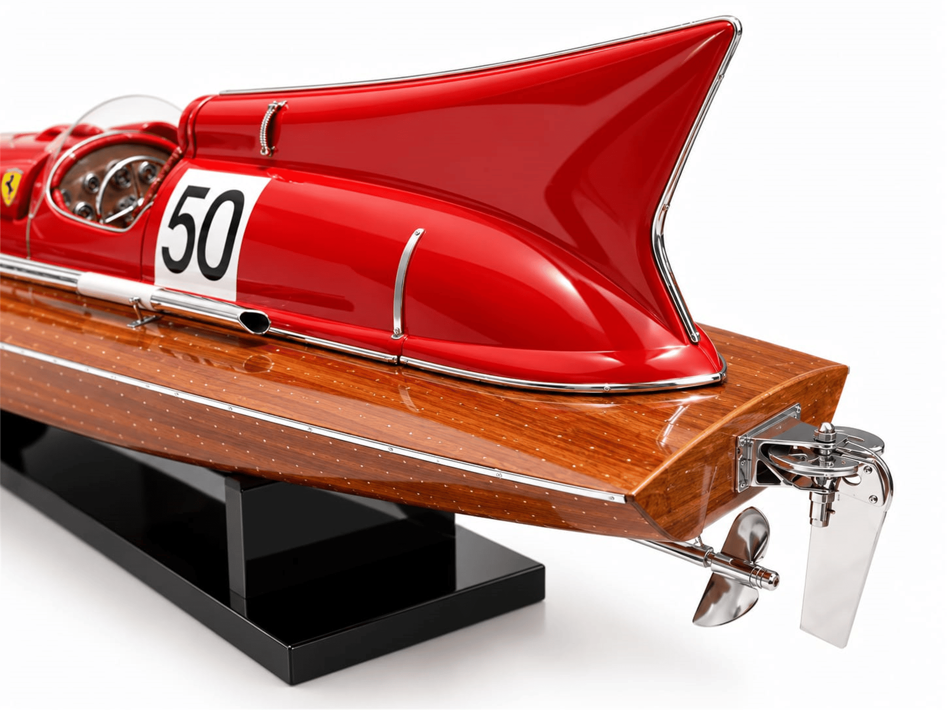 Gia Nhien Ferrari Hydroplane Natural – El Yapımı Ahşap Lüks Tekne Modeli