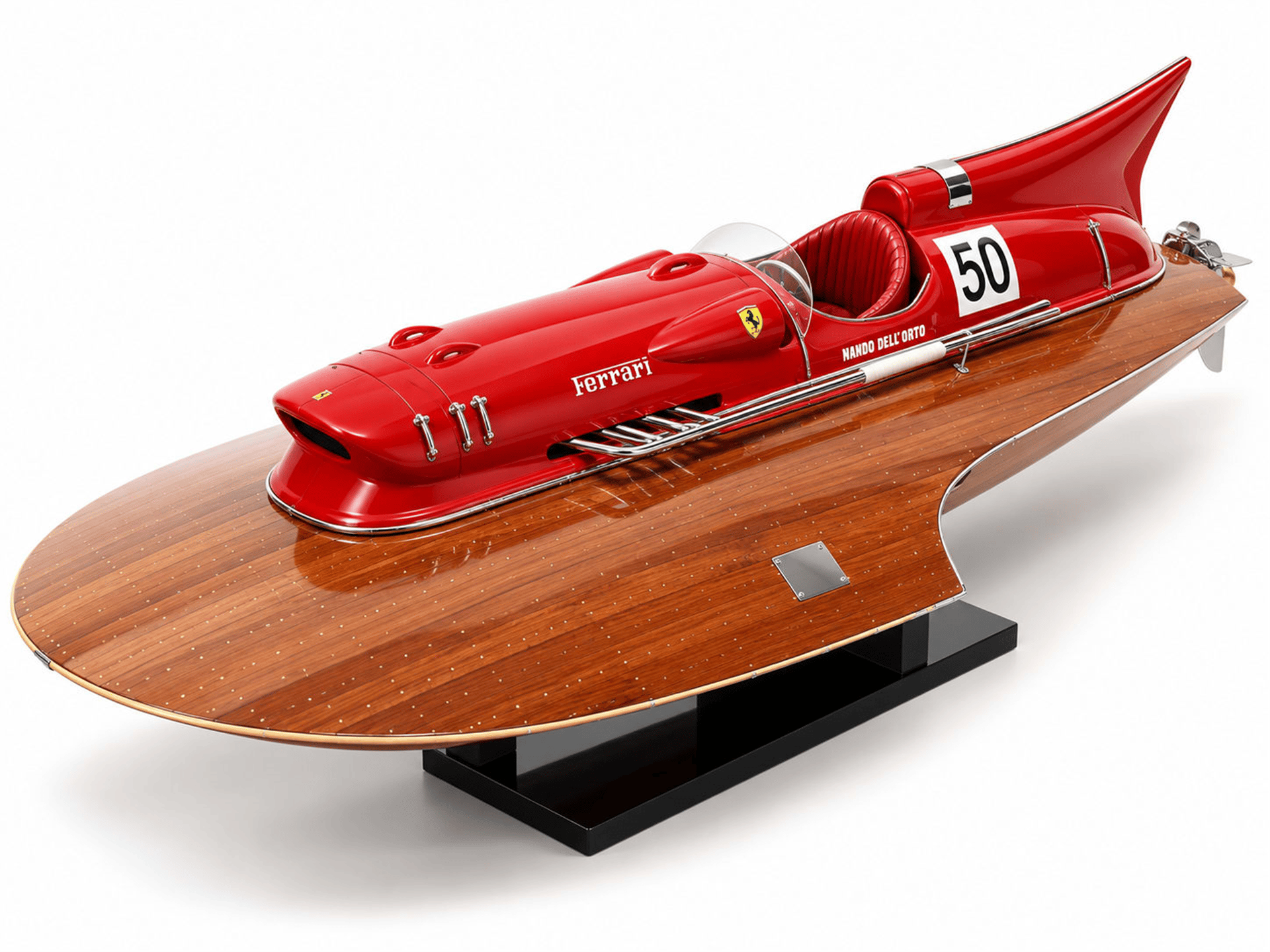 Gia Nhien Ferrari Hydroplane Natural – El Yapımı Ahşap Lüks Tekne Modeli