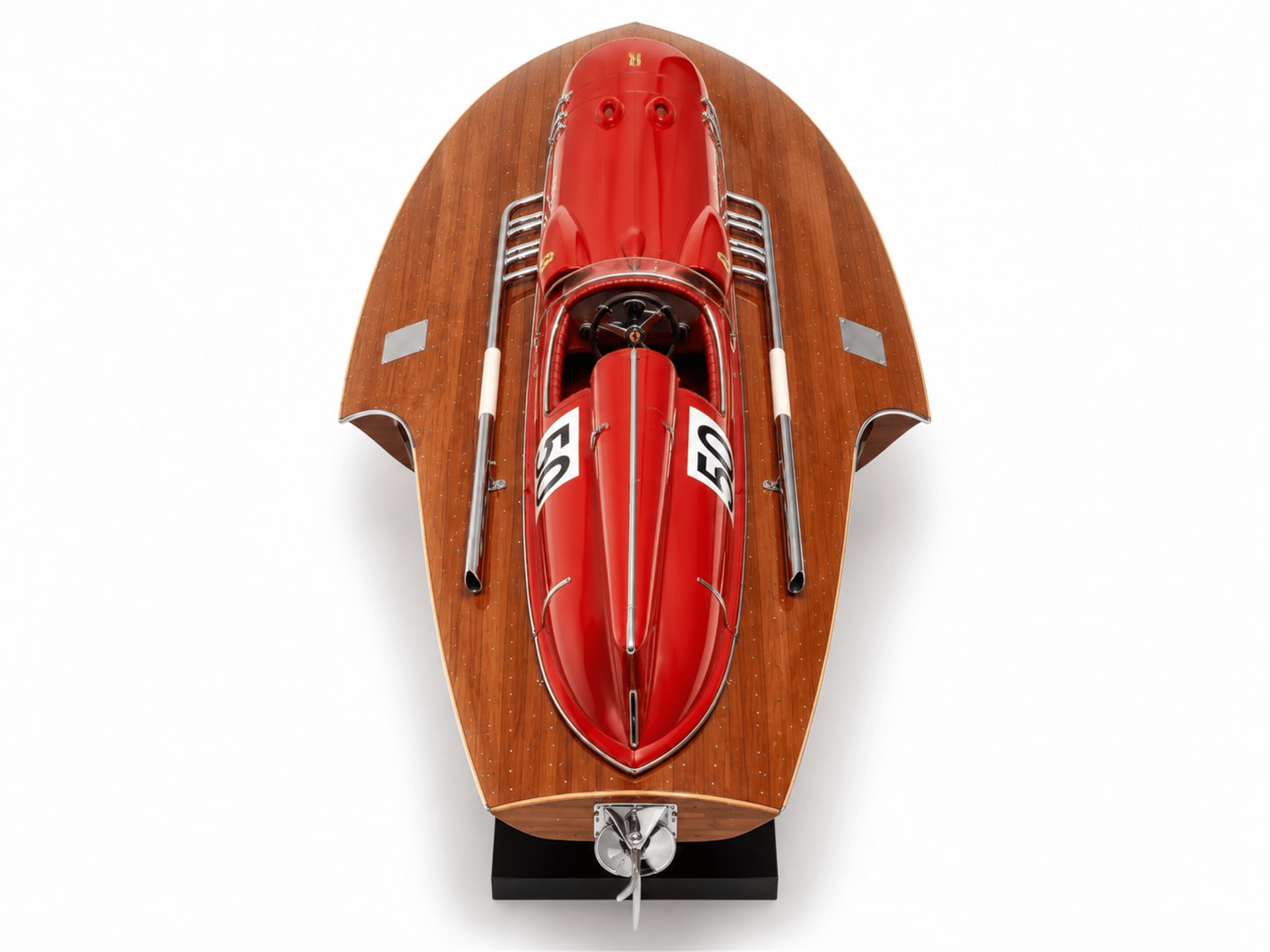 Gia Nhien Ferrari Hydroplane Natural – El Yapımı Ahşap Lüks Tekne Modeli