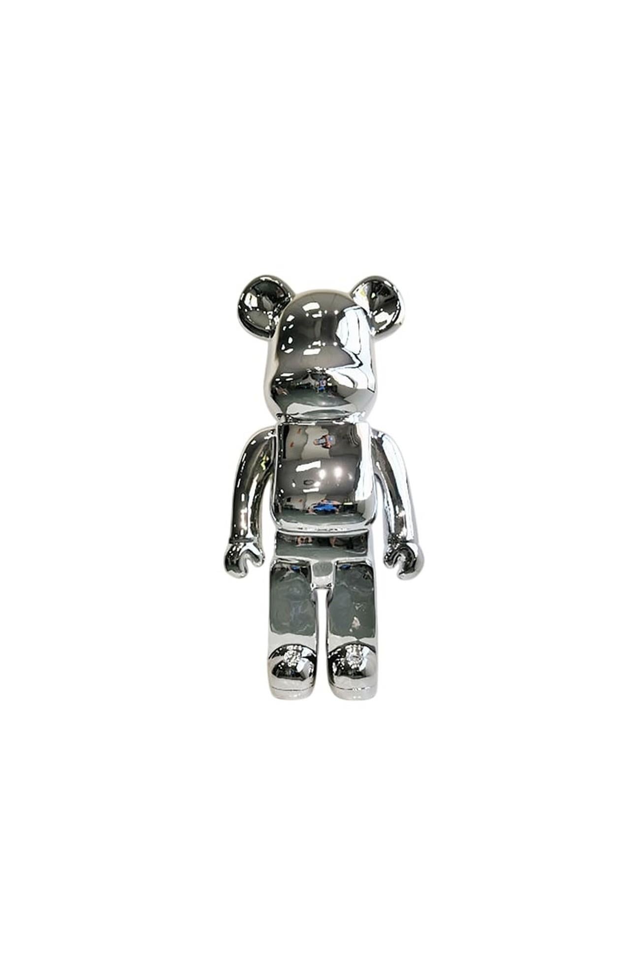 Standing BearBrick Silver