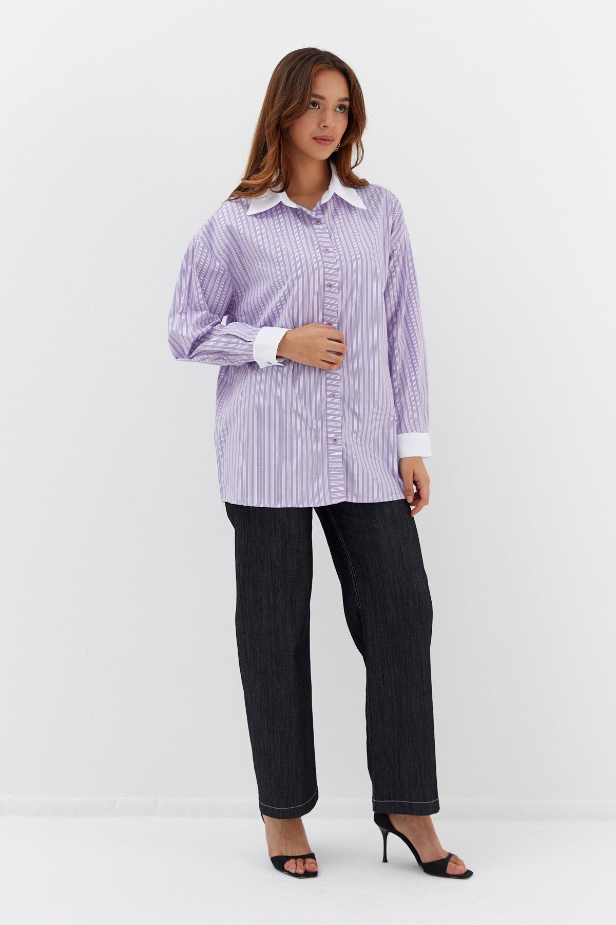 Çizgili Oversize Gömlek