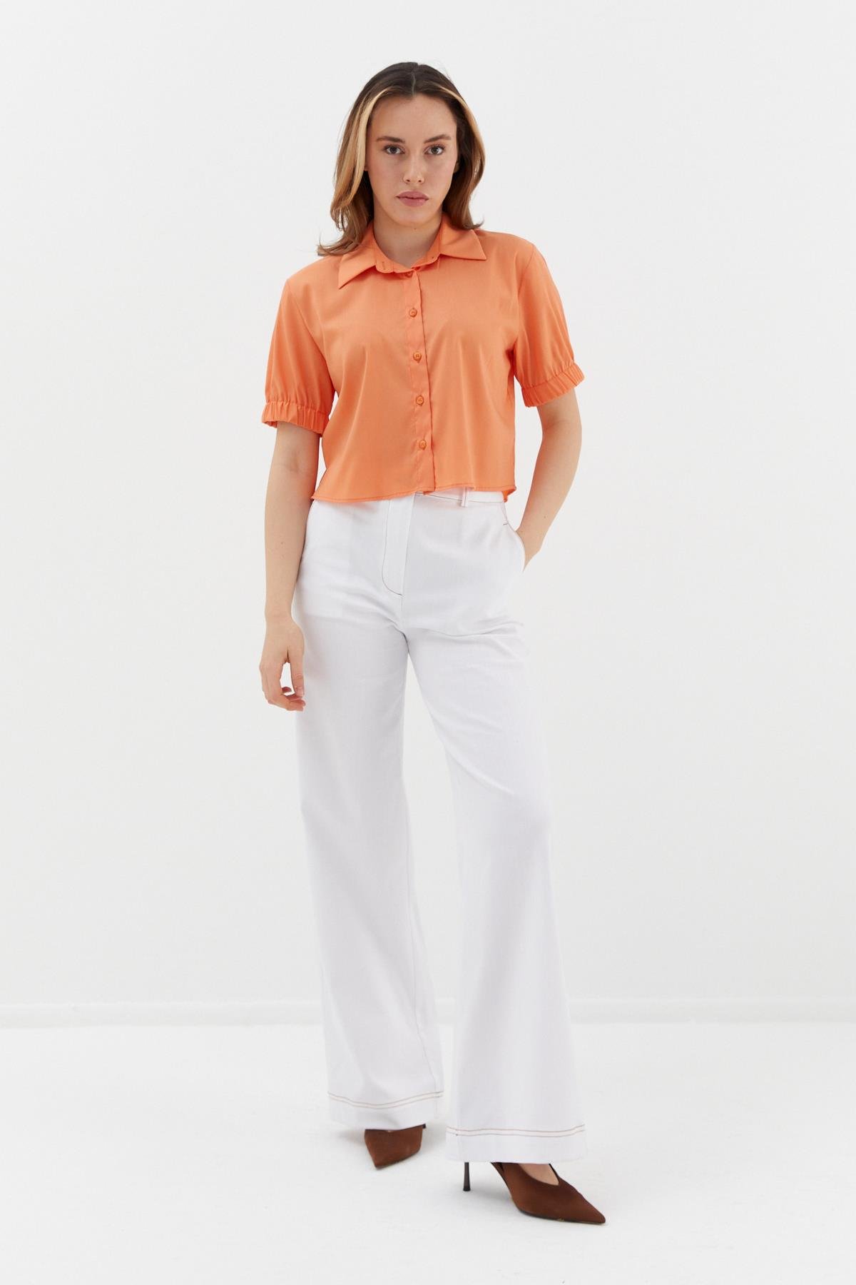 Crop Gömlek Turuncu