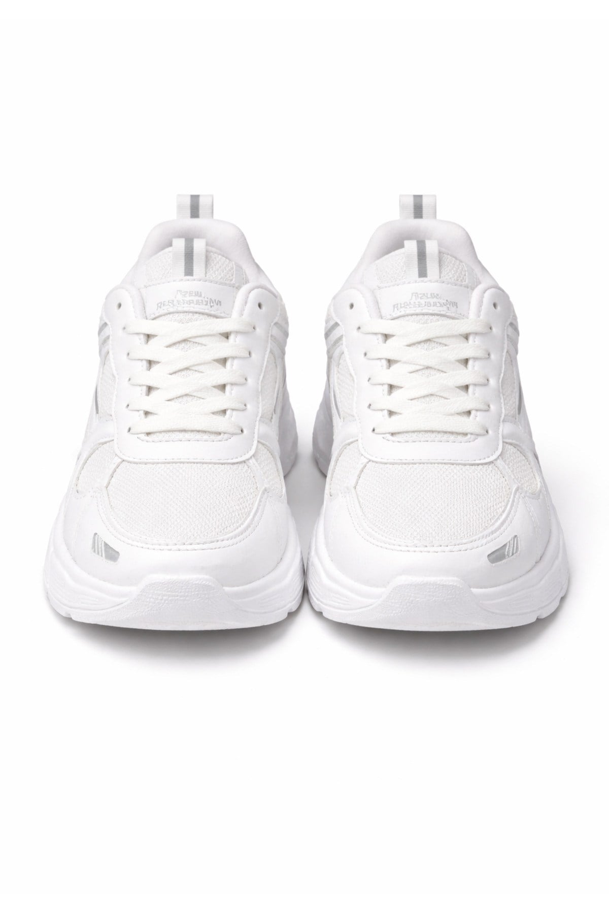 Unisex Beyaz Anorak Detaylı Kalın Taban Günlük Yürüyüş Ayakkabısı Sneaker