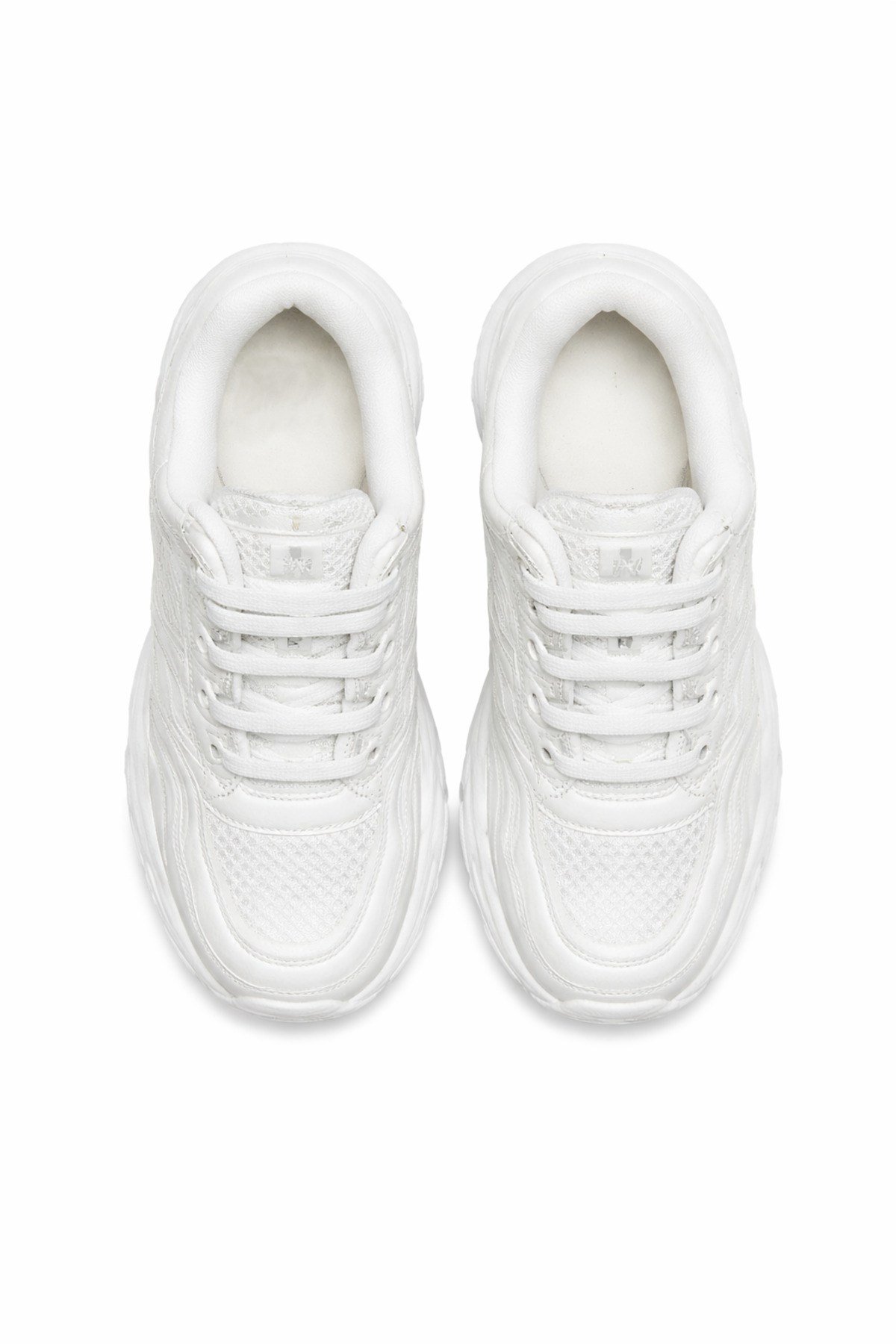 Unisex Beyaz Anorak Kalın Taban Günlük Yürüyüş Ayakkabısı Sneaker