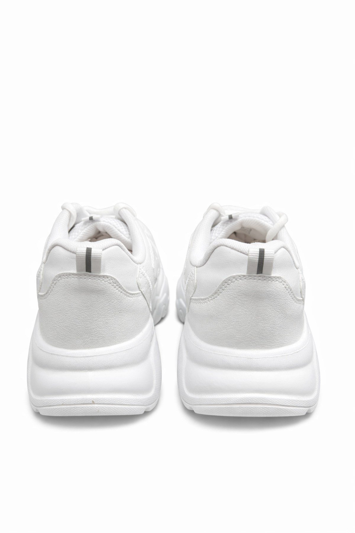 Unisex Beyaz Anorak Kalın Taban Günlük Yürüyüş Ayakkabısı Sneaker