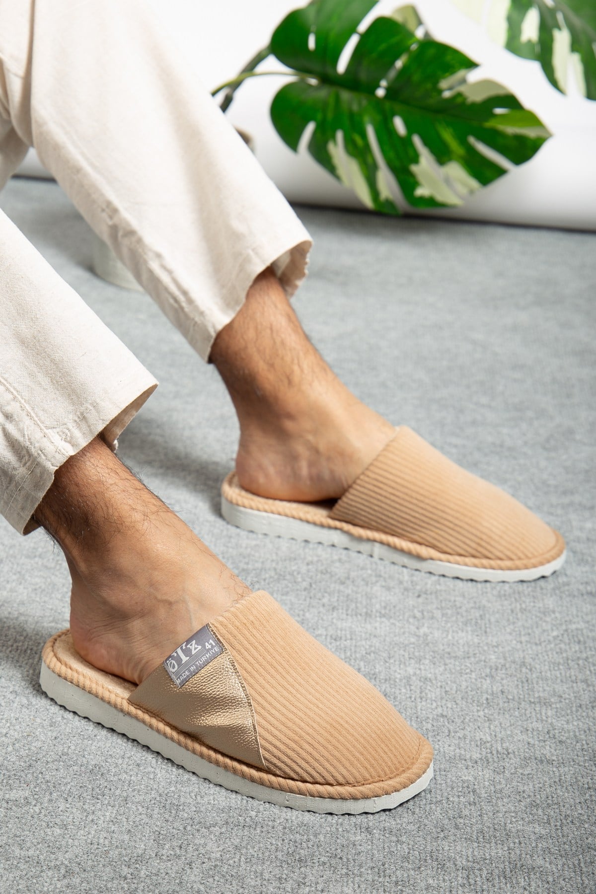 Unisex Fitilli Kumaş Rahat Hafif Yumuşak Balkon Ofis Ev Terliği