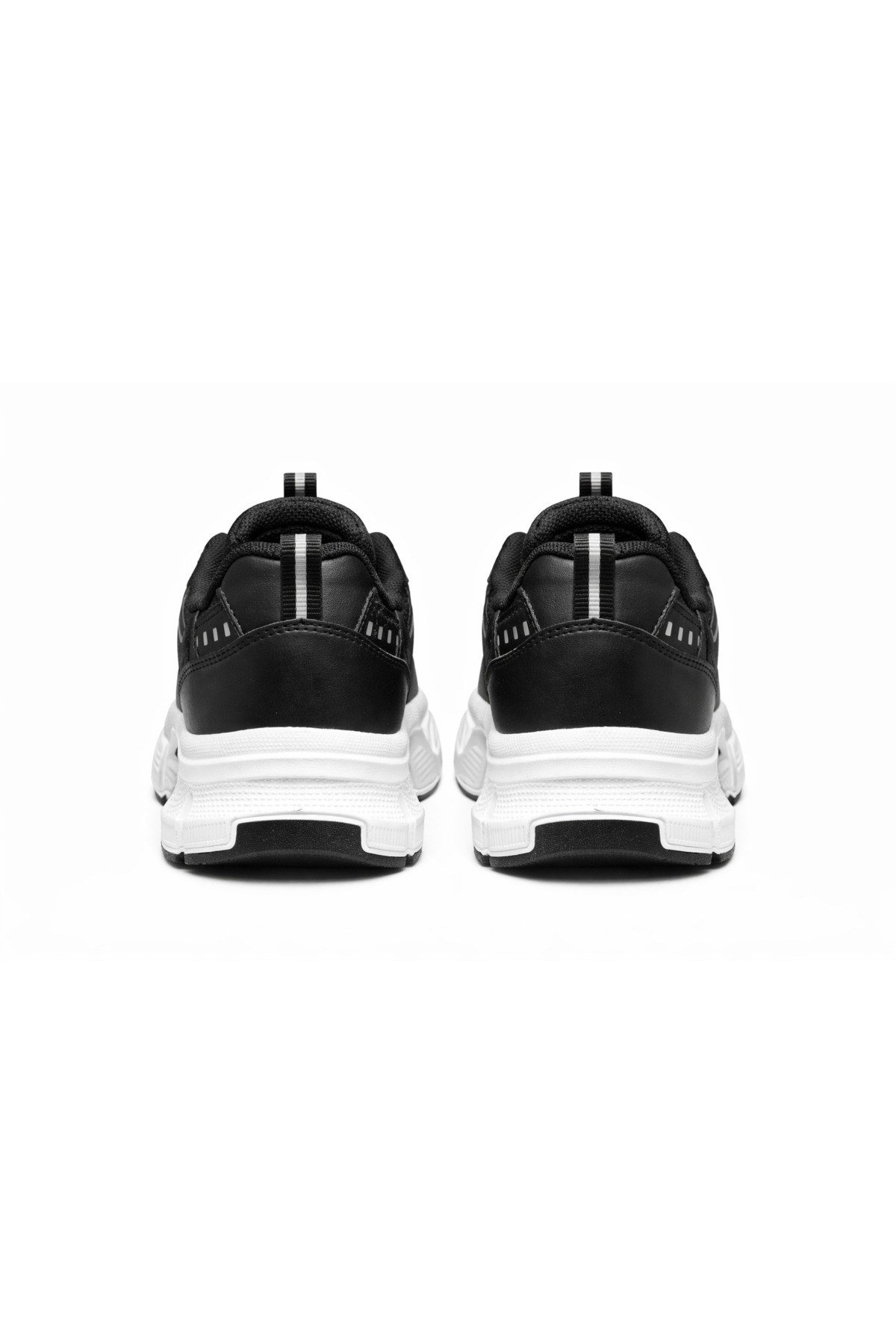 Unisex Siyah Anorak Detaylı Kalın Taban Günlük Yürüyüş Ayakkabısı Sneaker
