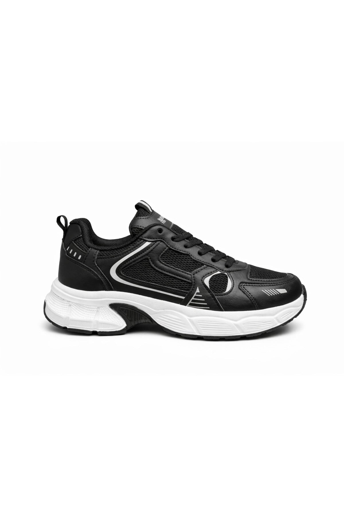 Unisex Siyah Anorak Detaylı Kalın Taban Günlük Yürüyüş Ayakkabısı Sneaker