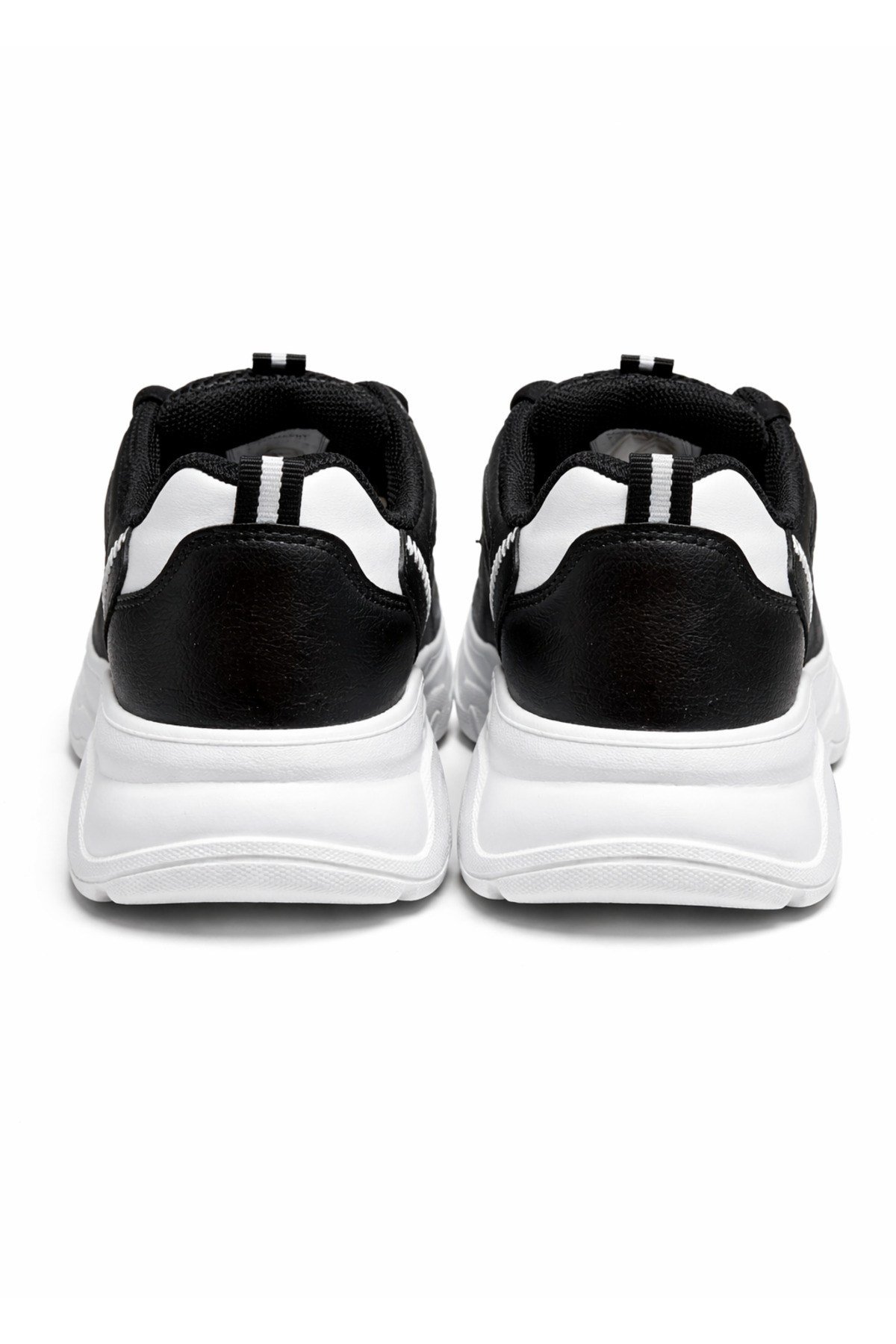 Unisex Siyah Beyaz Anorak Kalın Taban Günlük Yürüyüş Ayakkabısı Sneaker