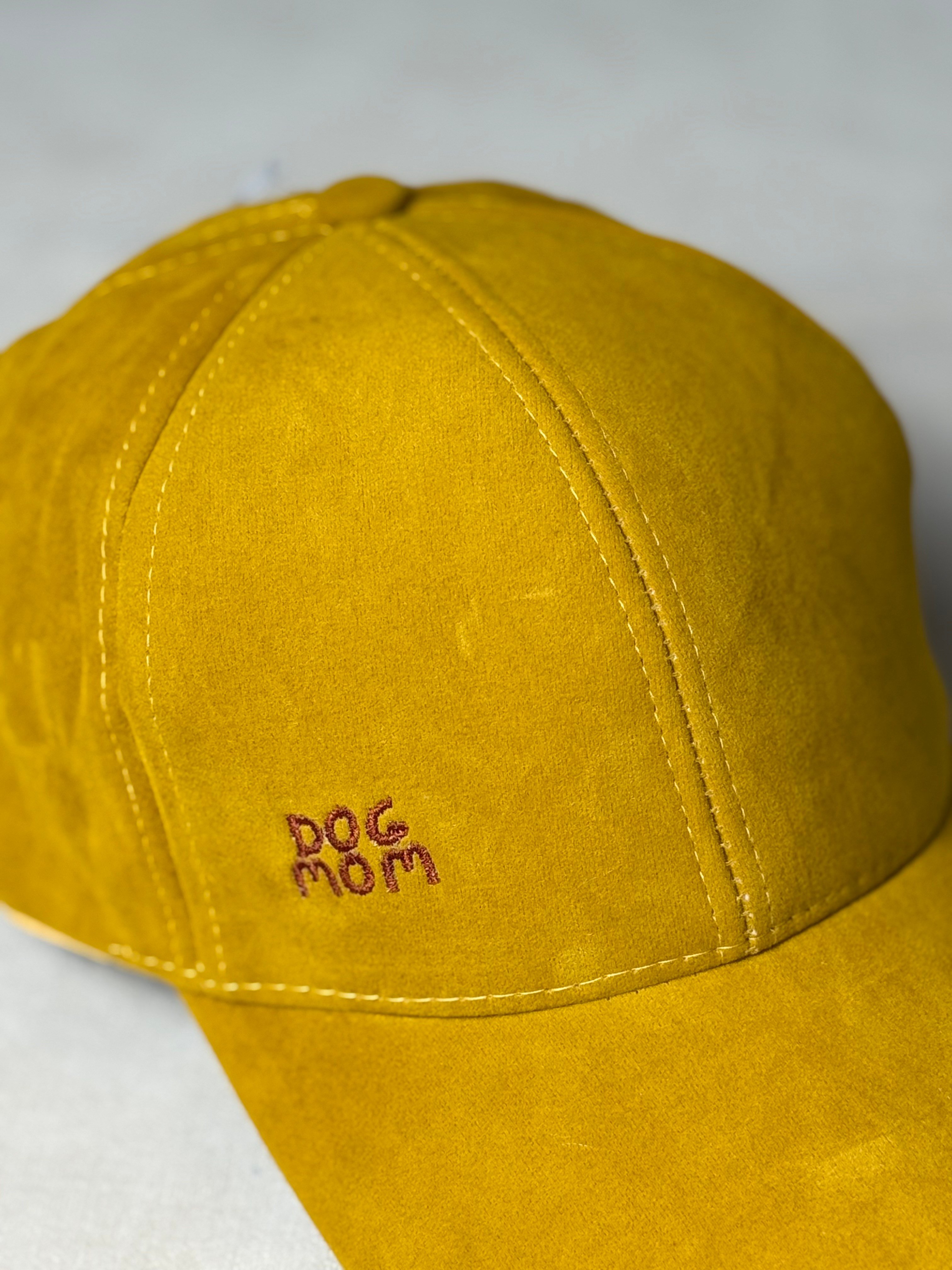 Dog Mom Süet Şapka Hardal