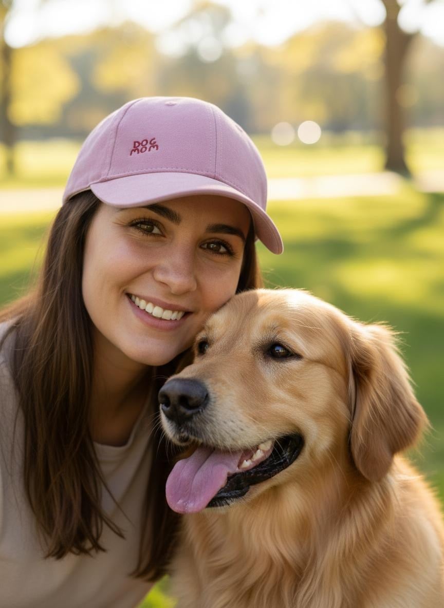Dog Mom Süet Şapka Pembe