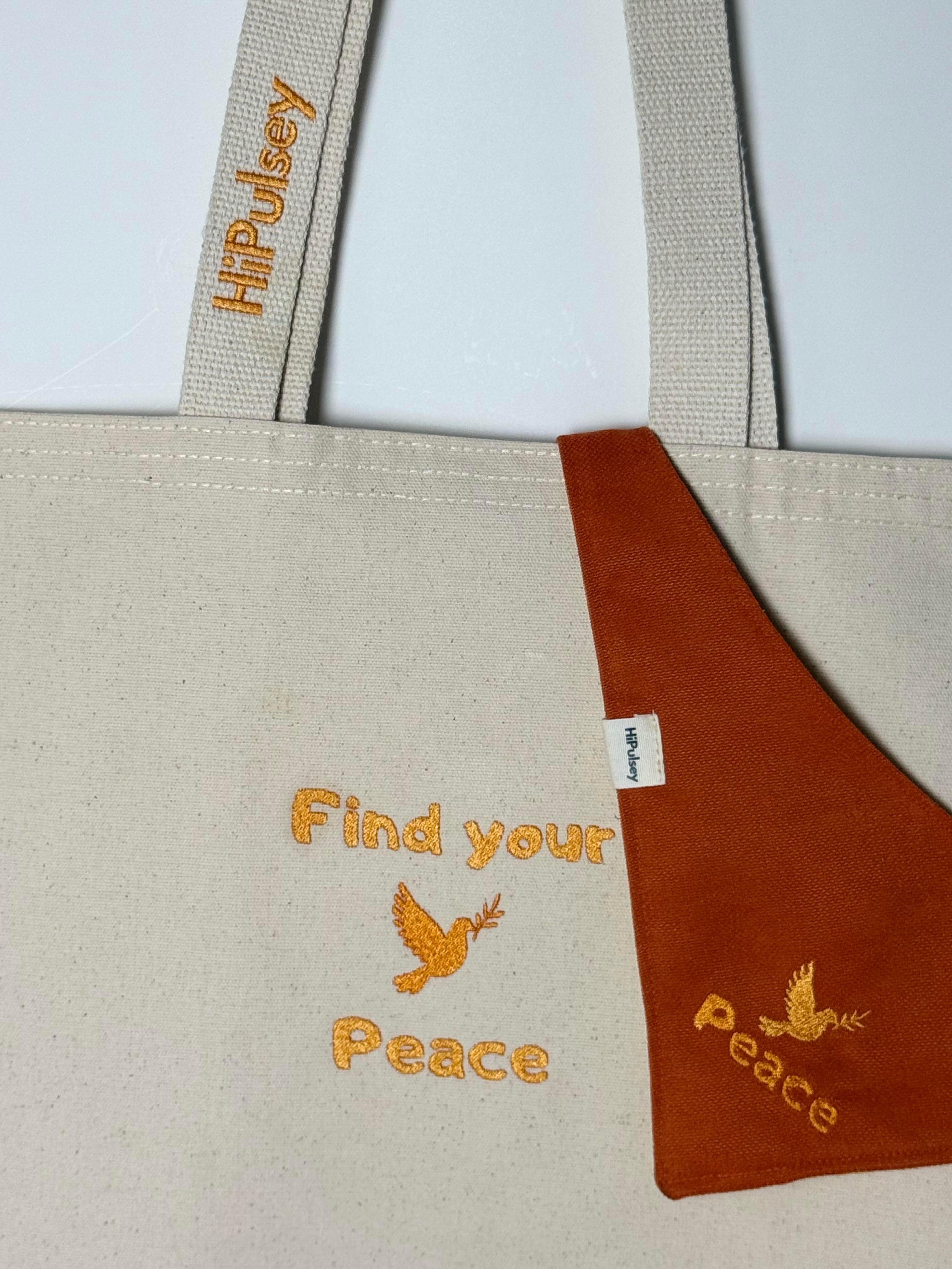 Peace Bez Çanta ve Köpek Bandana Seti