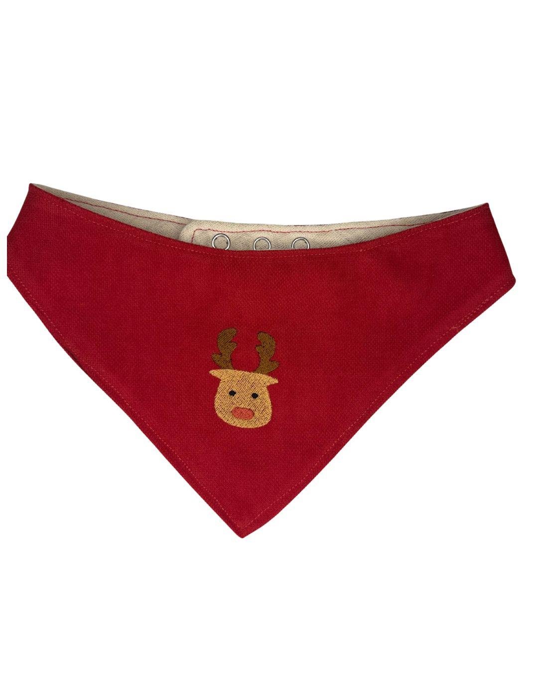 Yılbaşı Geyik Soft Köpek Bandanası-Kırmızı