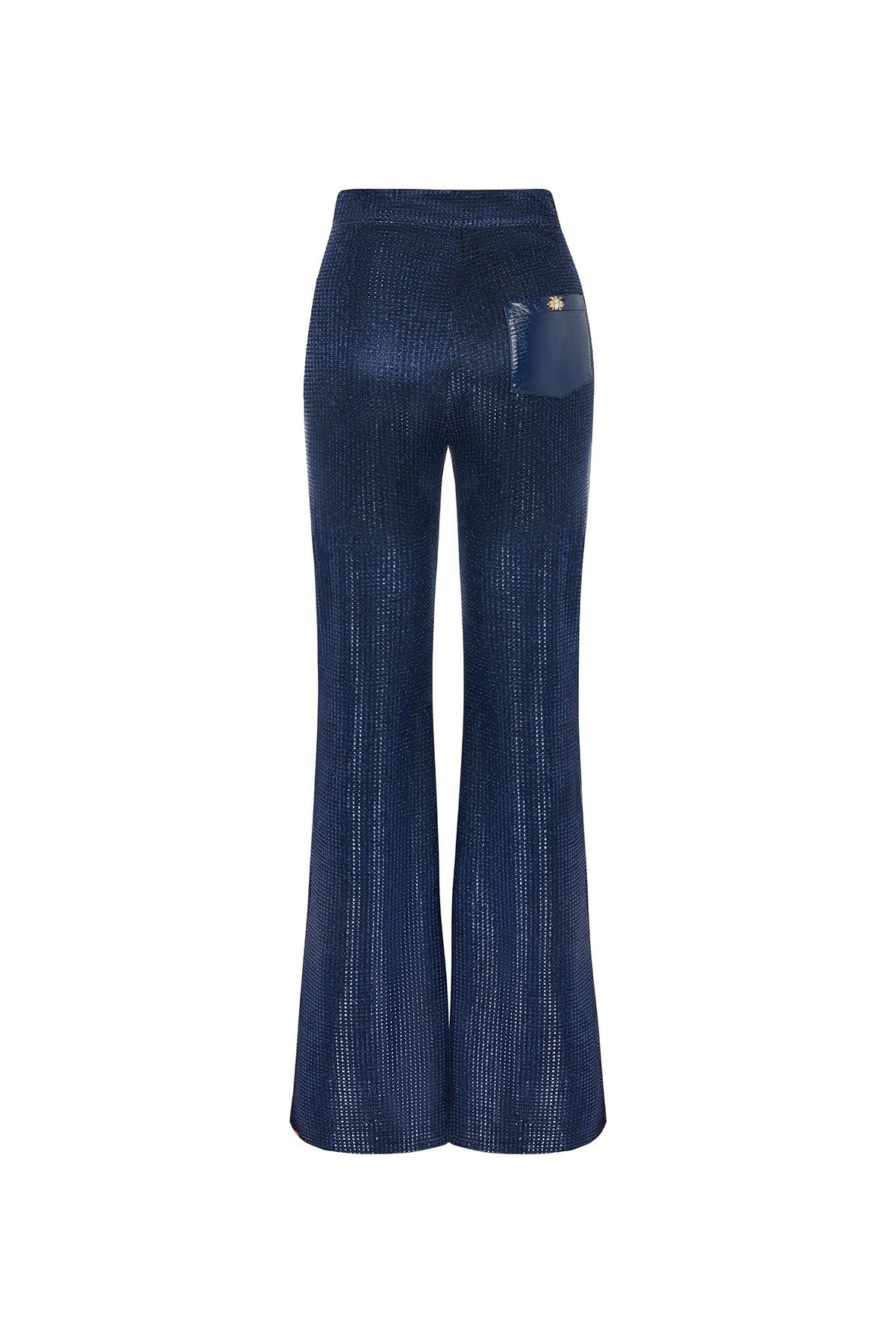 Navy Blue Flared Trousers – Navy Belt Detail 