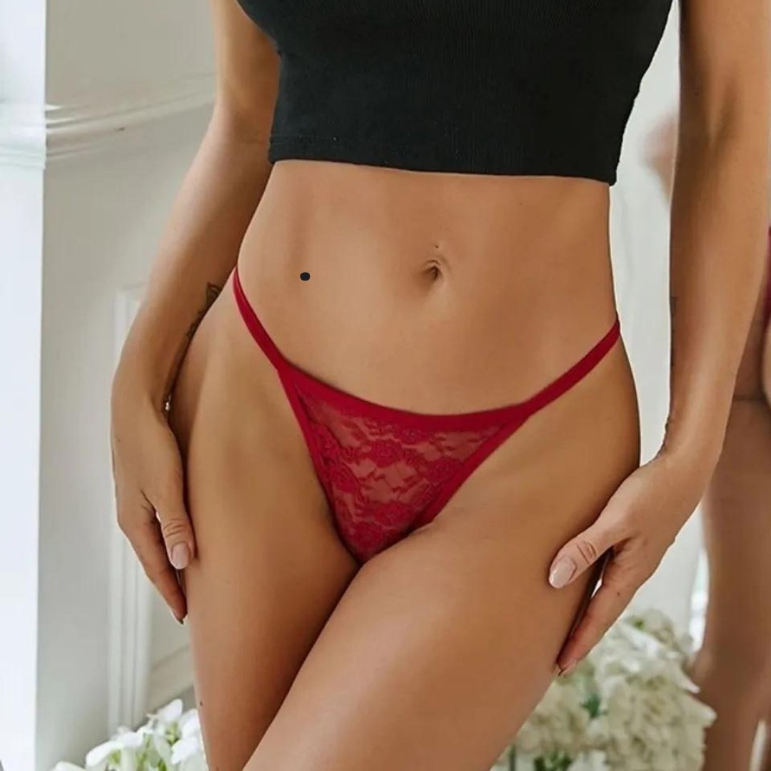 Fantazi Kırmızı Dantelli Kadın String - Tanga BC8616