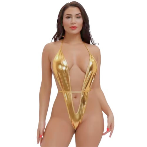 Fantezi Altın Parlak Bodysouit   BC10135