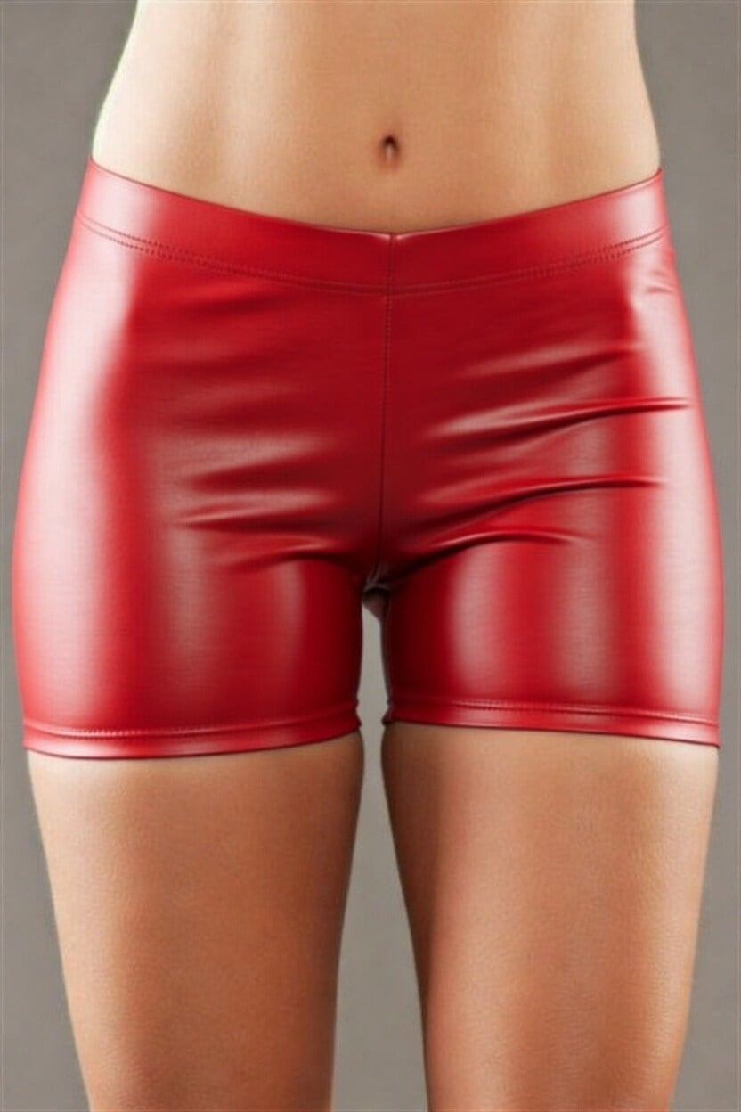 Fantezi Seksi Deri Görünümlü Şort TSec03112HFTSec03112