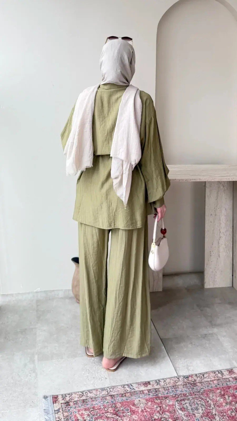 Kadın Belden Bağlamalı Tunik Pantolon Takım M6034 - Yeşil